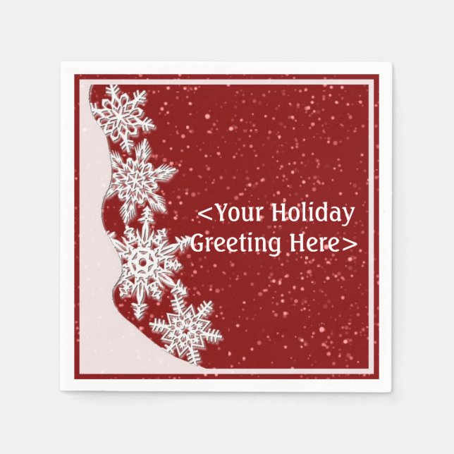 Personalised Red Christmas Snowflake Napkins (Front)