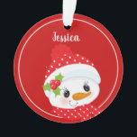Personalised Red Christmas Snowman Year Ornament<br><div class="desc">Personalised Red Christmas Snowman Year Ornament.  Add the year to the back.</div>