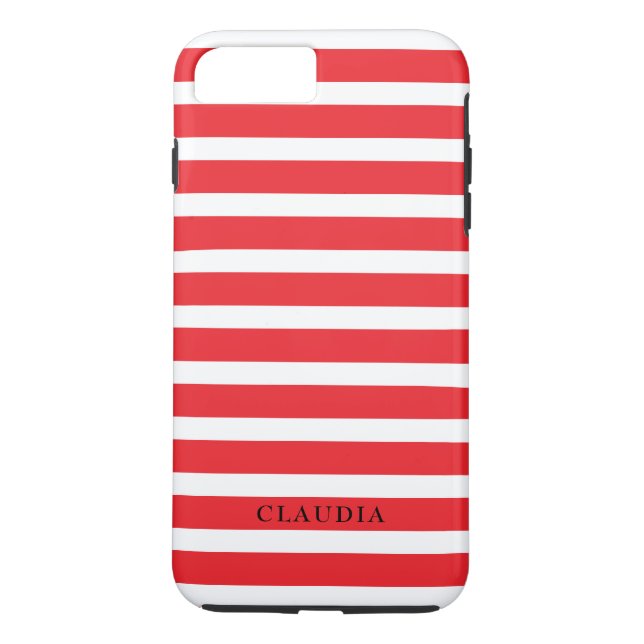 Personalised Red Christmas Stripes Case-Mate iPhone Case (Back)