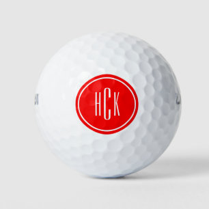 Personalised Red Circle Custom Monogram Golf Balls