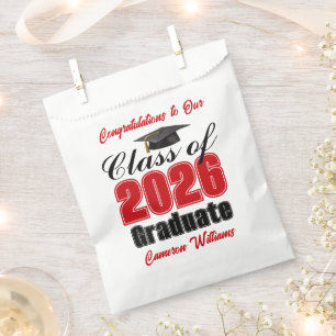 Personalised Red Class of 2026 Graduation Party Favour Bags