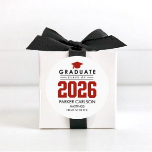 Personalised Red Class of 2026 Graduation Sticker