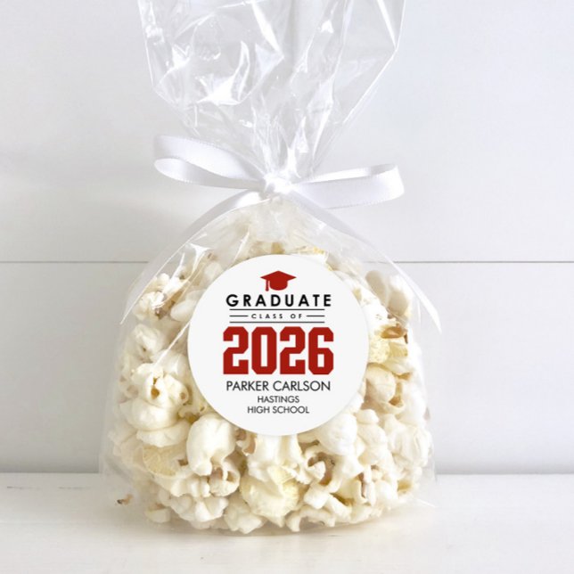 Personalised Red Class of 2026 Graduation Sticker (Creator Uploaded)