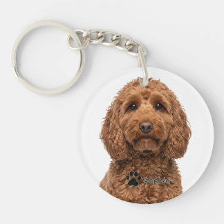 Personalised Red Cockapoo Portrait Dog Keychains