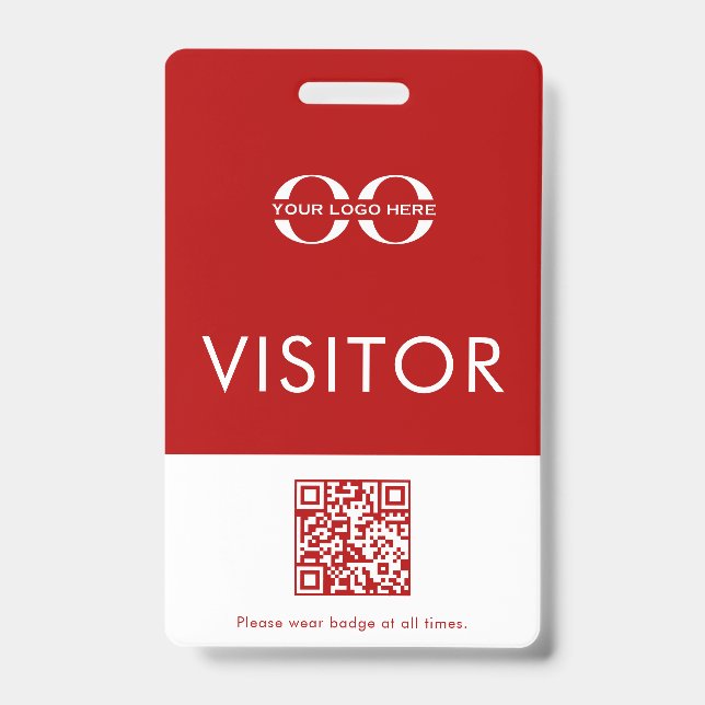 Personalised Red Company Logo Visitor Badge ID Badge (Front)