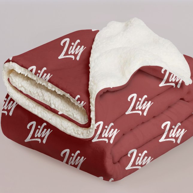 Personalised Red Cosy Winter Blanket for Mum & Dad (mom cozy blanket, dad winter gift, auntie personalized blanket, bridesmaid cozy gift, bridal shower,)