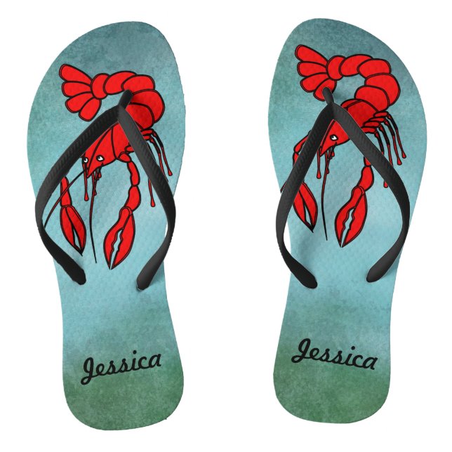 Personalised Red Crawfish Jandals (Footbed)
