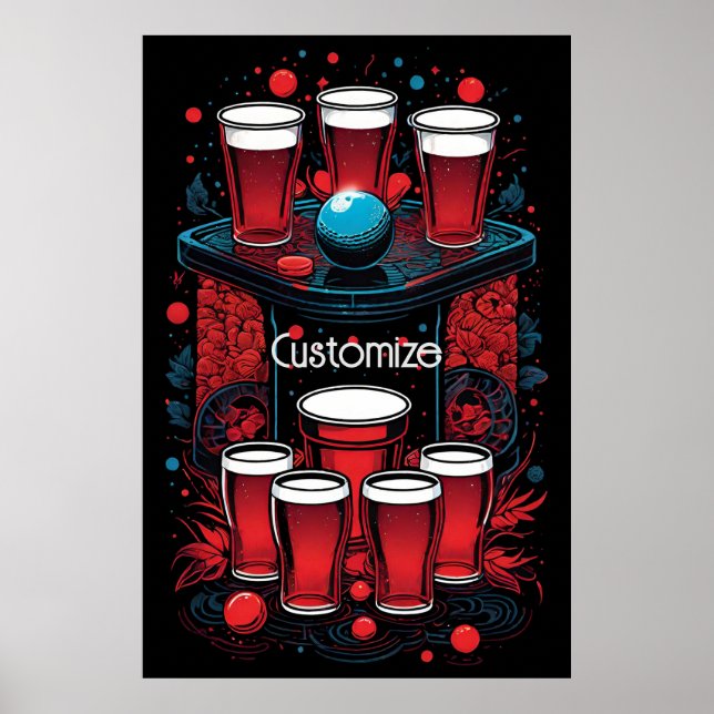 Personalised Red Cups Beer Pong Poster (Front)