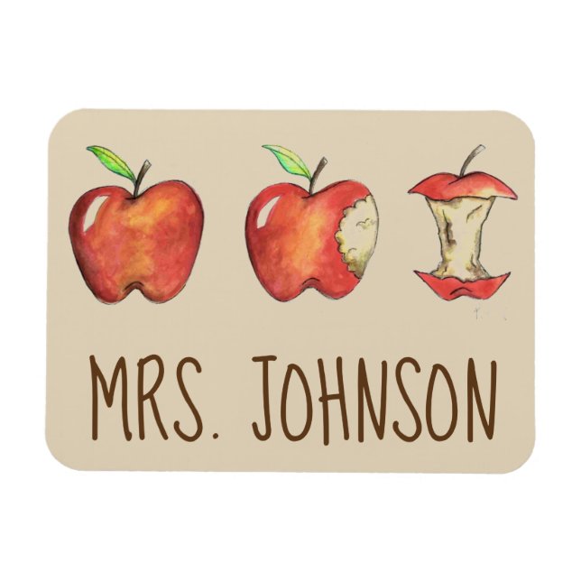 Personalised Red Delicious Apple for the Teacher Magnet (Horizontal)
