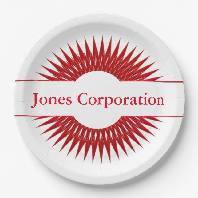 Personalised Red Design Paper Plates (Front)