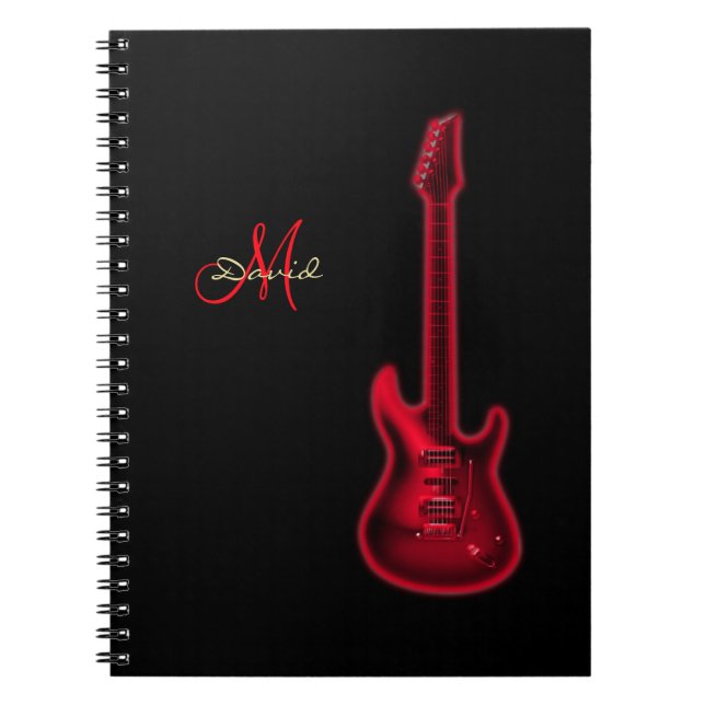 Personalised Red Electric Guitar Music Notebook (Front)