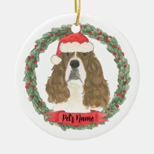 Personalised Red English Springer Spaniel Ceramic Tree Decoration