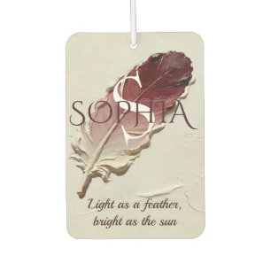 Personalised Red Feather Custom Name Monogram Car Air Freshener