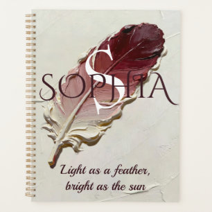 Personalised Red Feather Custom Name Monogram Planner