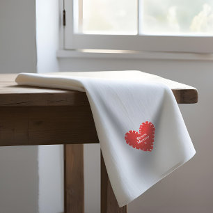Personalised Red Felt Heart Mother's Day Tea Towel
