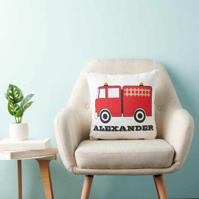 Personalised Red Fire Truck Cushion (Chair)