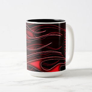 Personalised Red Flames Two-Tone Coffee Mug