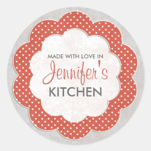 Personalised Red Floral Dot Canning Stickers