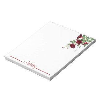 Personalised Red Flower Bells Notepad