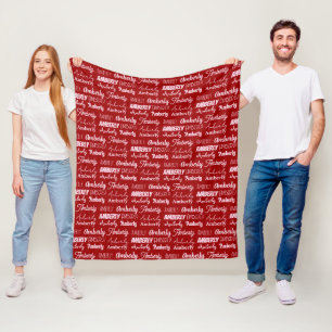 Personalised Red Font Name Collage Cute Christmas Fleece Blanket