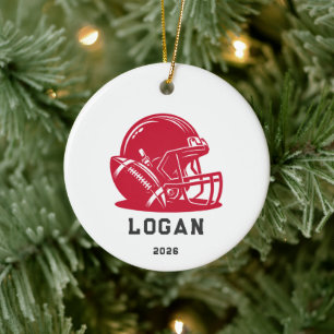 Personalised Red Football Helmet Ornament