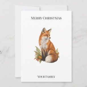 Personalised Red Fox Woodland Christmas Holiday Card