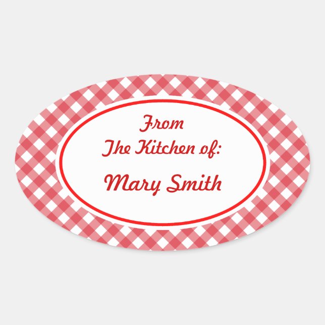 Personalised Red Gingham Gift Kitchen Stickers (Front)