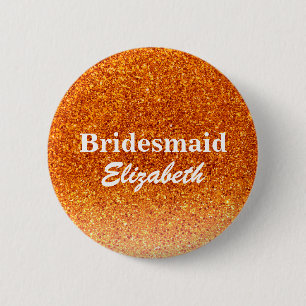 Personalised Red Glitter Bridesmaids Wedding 6 Cm Round Badge