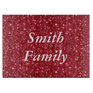 Personalised Red Glitter Cutting Board