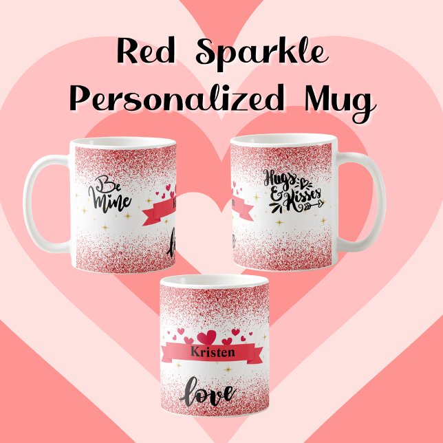 Personalised Red Glitter Romantic  Coffee Mug (Creator Uploaded)
