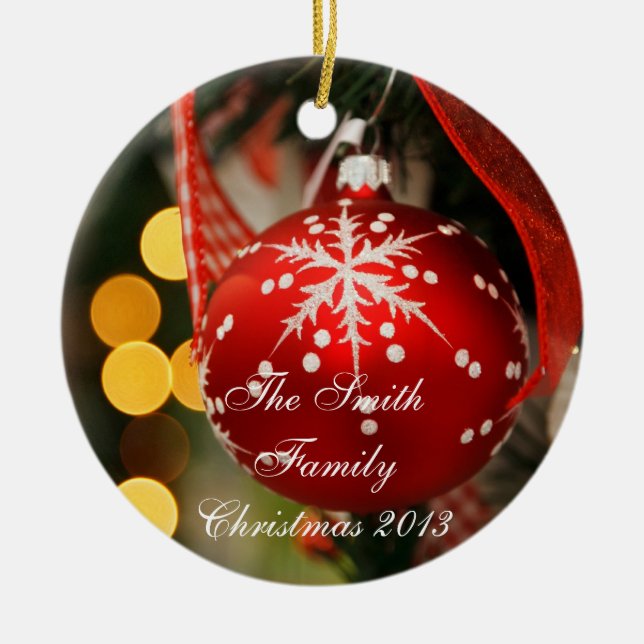 Personalised Red Glittery Christmas Ornament (Front)