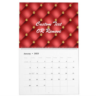 Personalised Red Gold Calendar with Custom Text