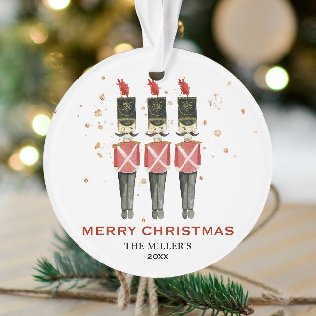 Personalised Red & Gold Nutcracker Merry Christmas Ornament (Creator Uploaded)
