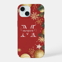 Personalised Red Gold Xmas Split Monogram Name