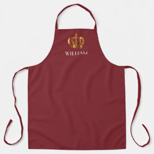 Personalised Red Golden Crown Apron