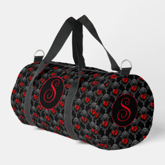 Personalised Red Goth Heart Duffle Bag