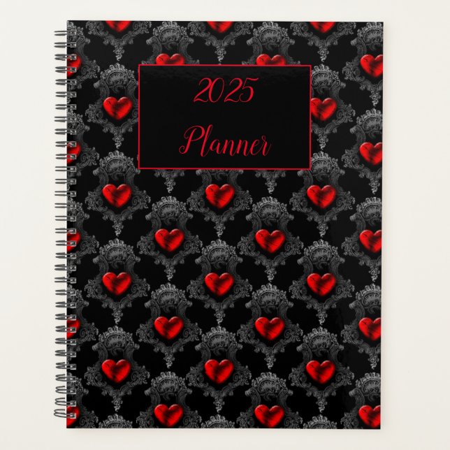 Personalised Red Goth Heart  Planner (Front)