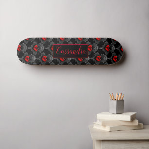 Personalised Red Goth Heart Skateboard
