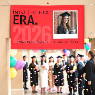 Personalised Red Graduation Photo Banner 2026