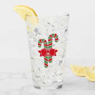 Personalised Red & Green Christmas Candy Canes Glass