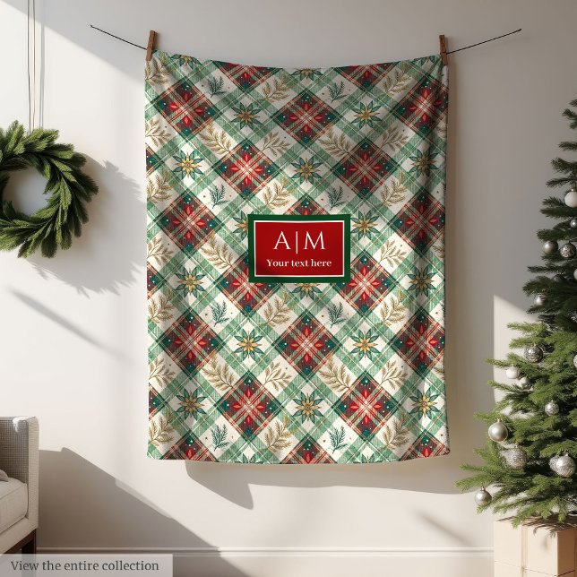 Personalised red & green watercolor plaid blanket (Personalized red & green watercolor plaid blanket)