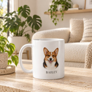 Personalised Red-Headed Tricolor Corgi Name & Year Coffee Mug