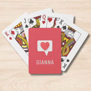 Personalised Red Heart Love Name Playing Cards