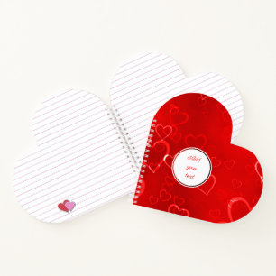 Personalised Red Hearts Pattern Notebook