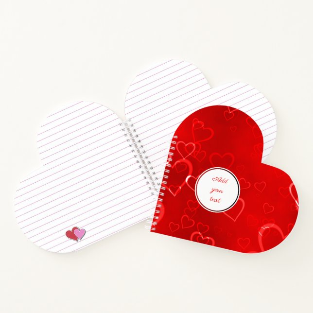 Personalised Red Hearts Pattern Notebook (Inside)