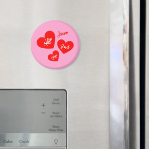 Personalised Red Hearts Pink Mother's Magnet