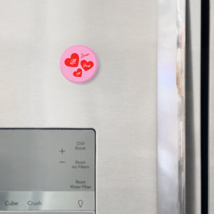Personalised Red Hearts Pink Mother's Magnet
