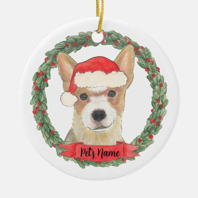Personalised Red Heeler Cattledog Ceramic Tree Decoration (Front)