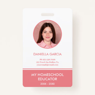 Personalised Red Homeschool Teacher ID Badge