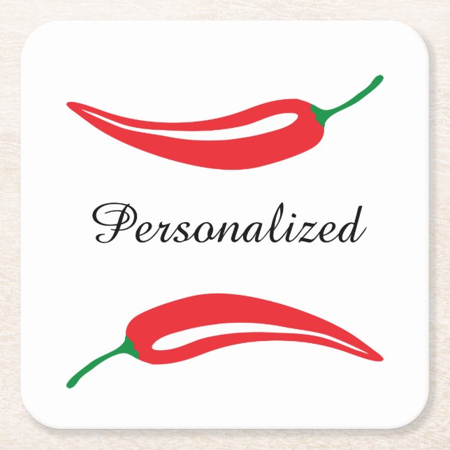 Personalised red hot chilli pepper coasters (Front)